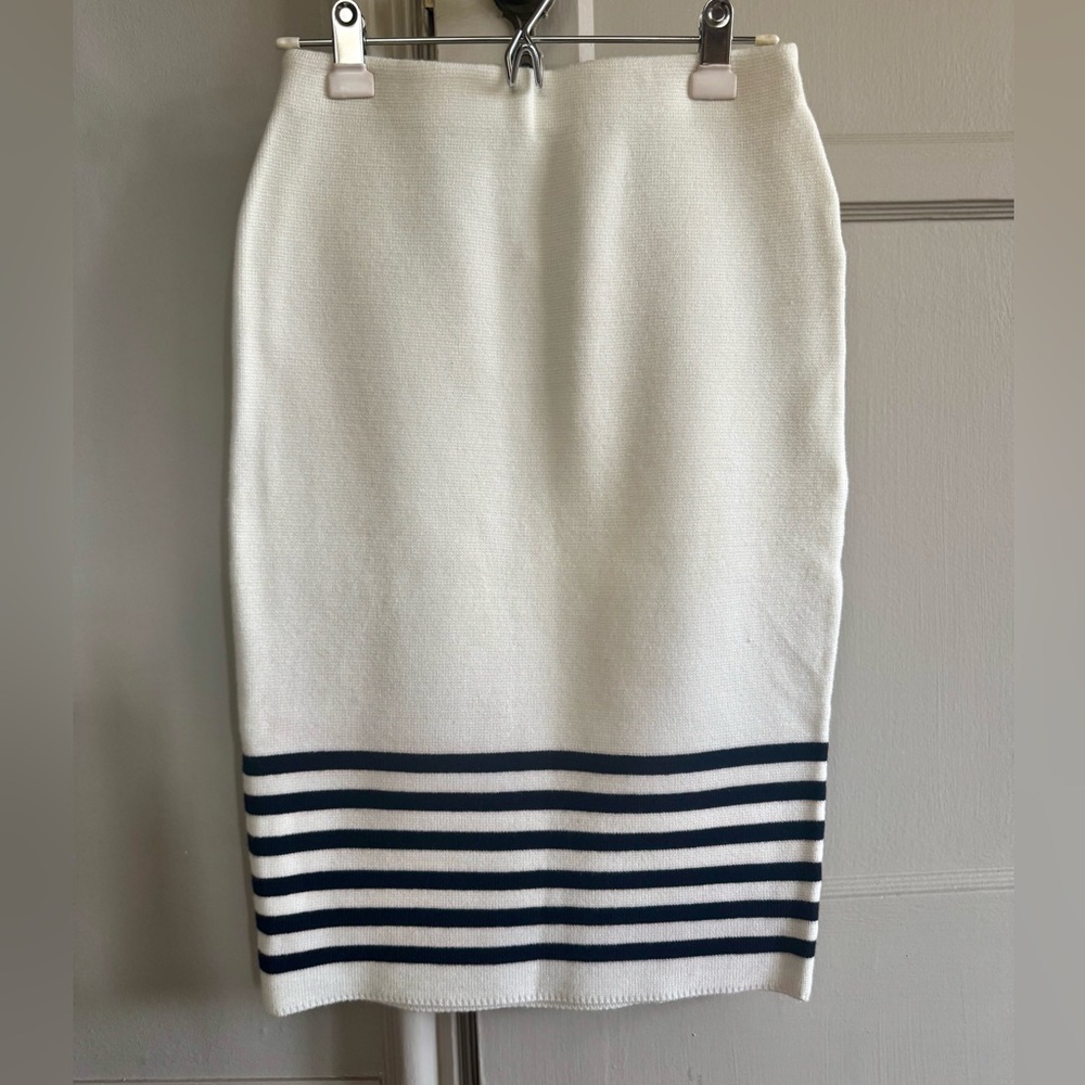 NWT J.O.A. Black and Cream Stripe Midi Sweater Skirt